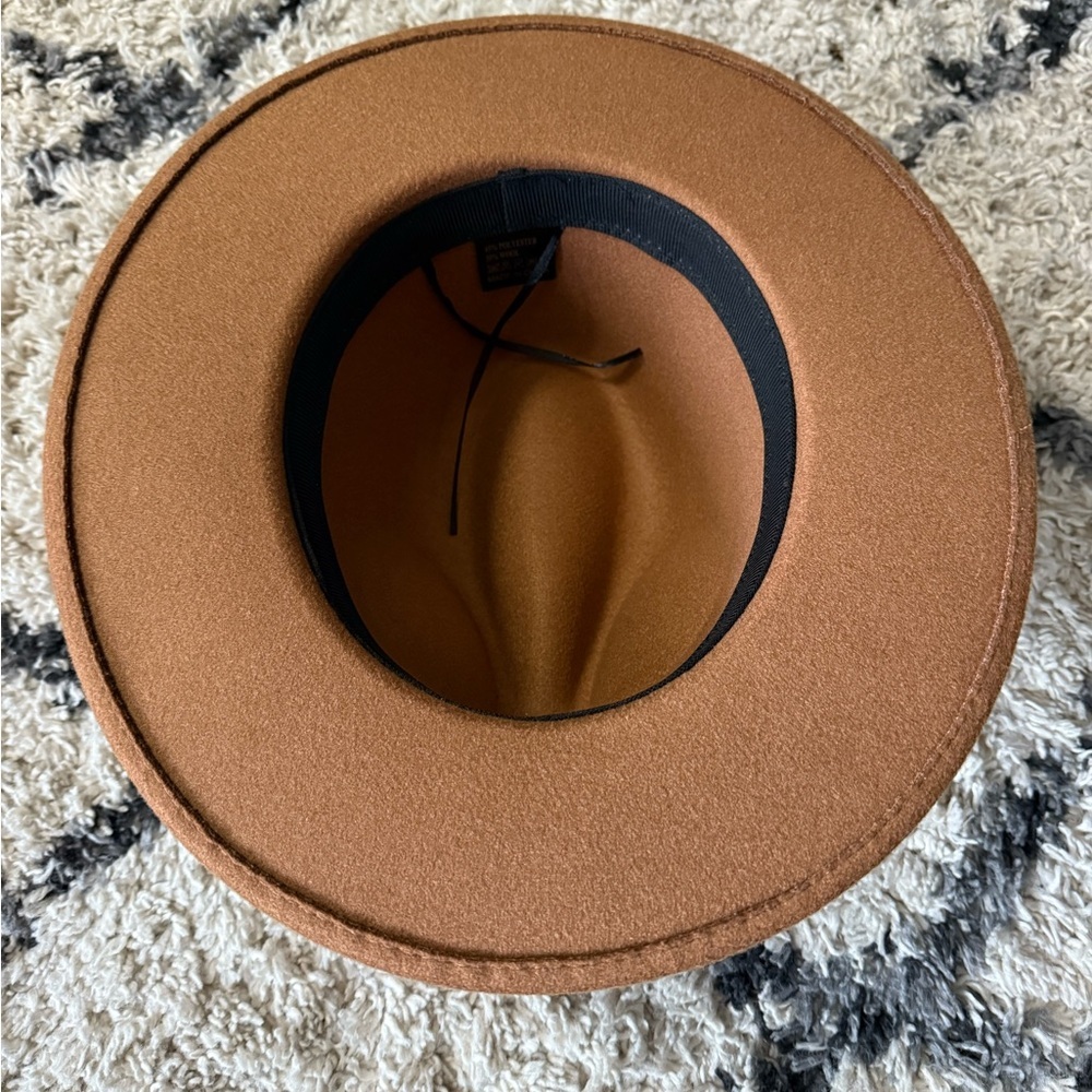 Brown Wide Brim Fedora Hat - Picture 4 of 7